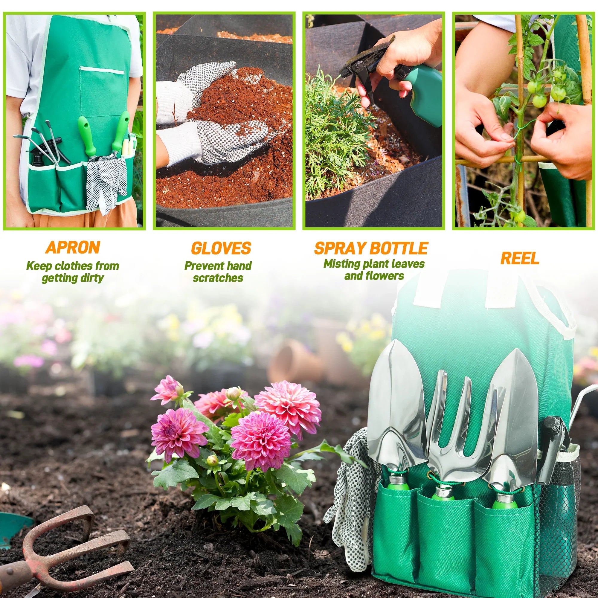 11 Piece Garden Tool Set |  with Organizer Bag