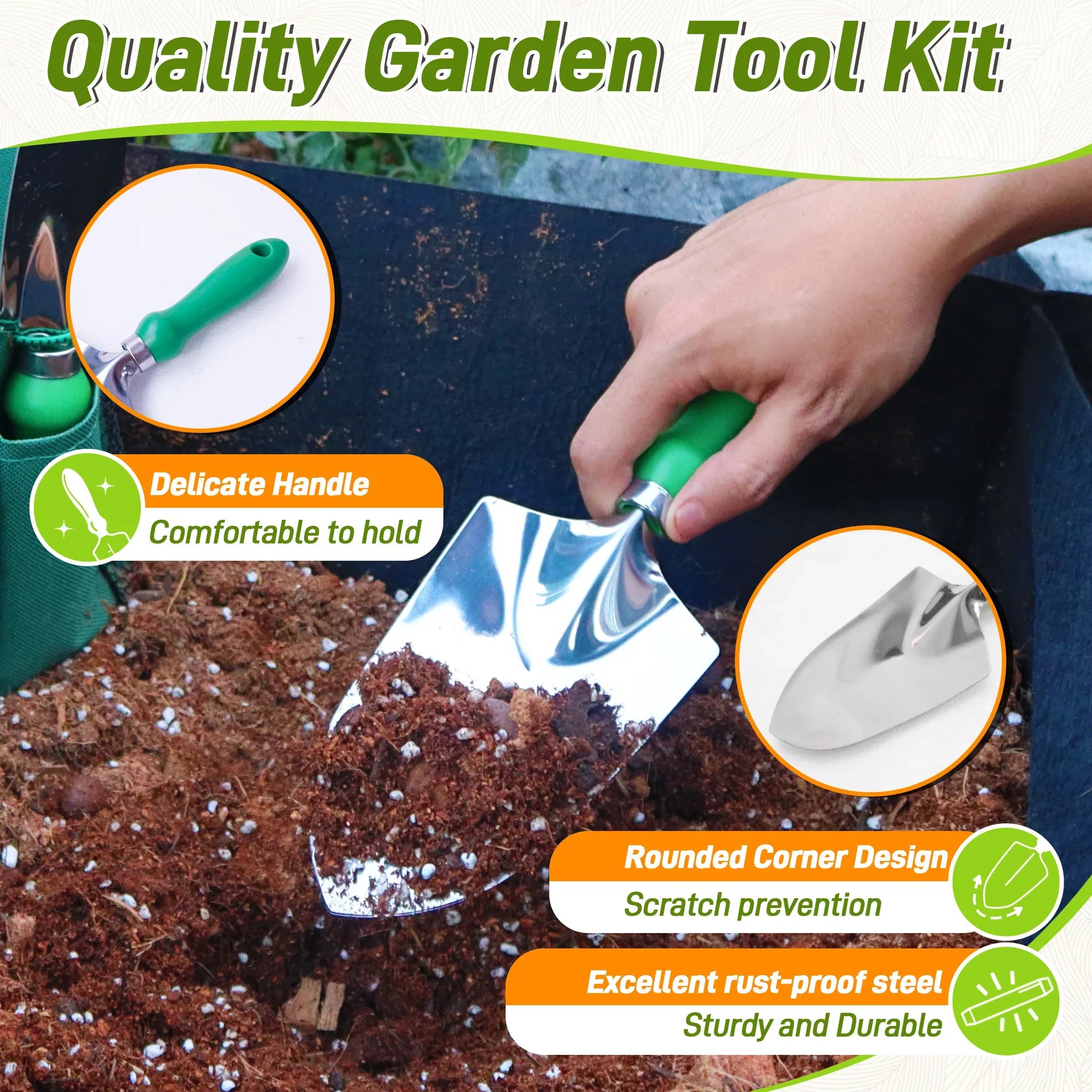 11 Piece Garden Tool Set |  with Organizer Bag