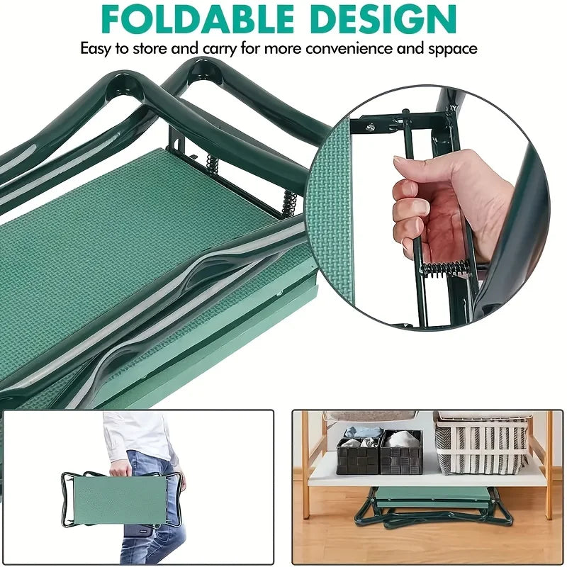 2 in 1 Garden Kneeler & Seat - with Foam Pad and Tool Pouch
