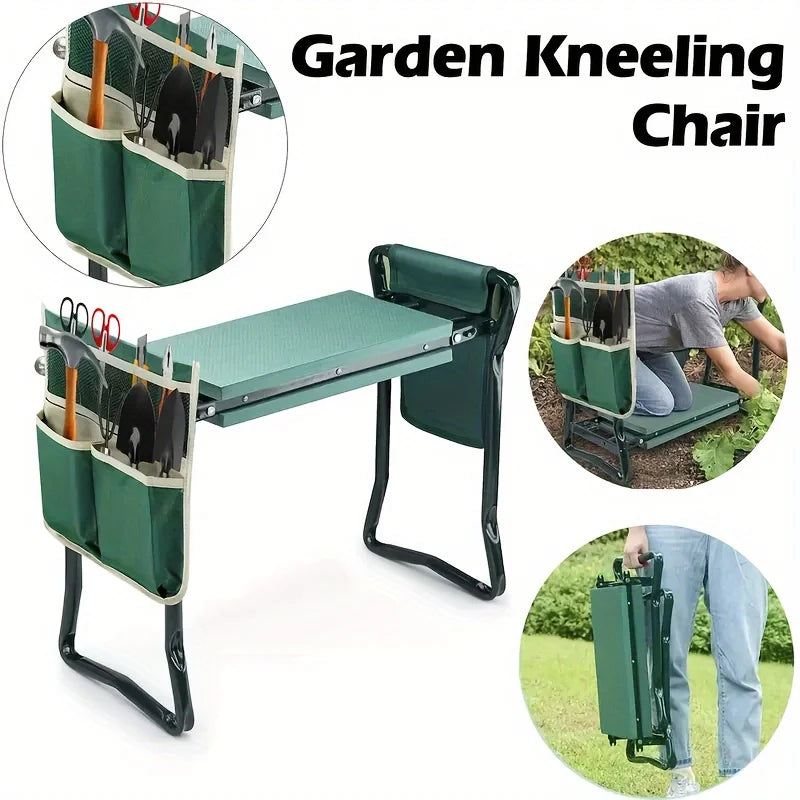 2 in 1 Garden Kneeler & Seat - with Foam Pad and Tool Pouch