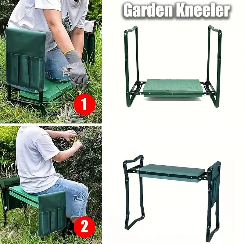 2 in 1 Garden Kneeler & Seat - with Foam Pad and Tool Pouch