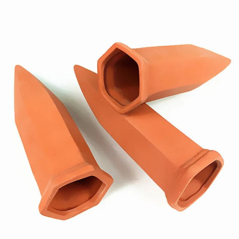 4 Pack Terracotta Self Watering Stakes – Automatic Plant Waterers for Indoor & Outdoor