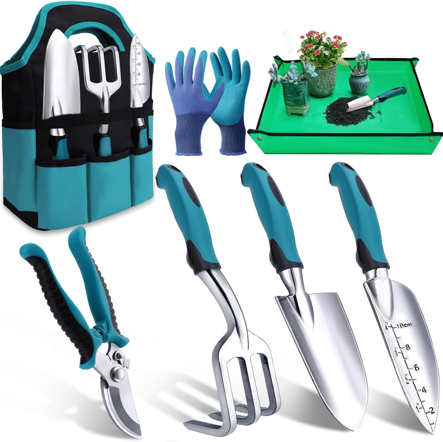 7-Piece Garden Tools with Storage Bag  – Ergonomic Handles & Strong