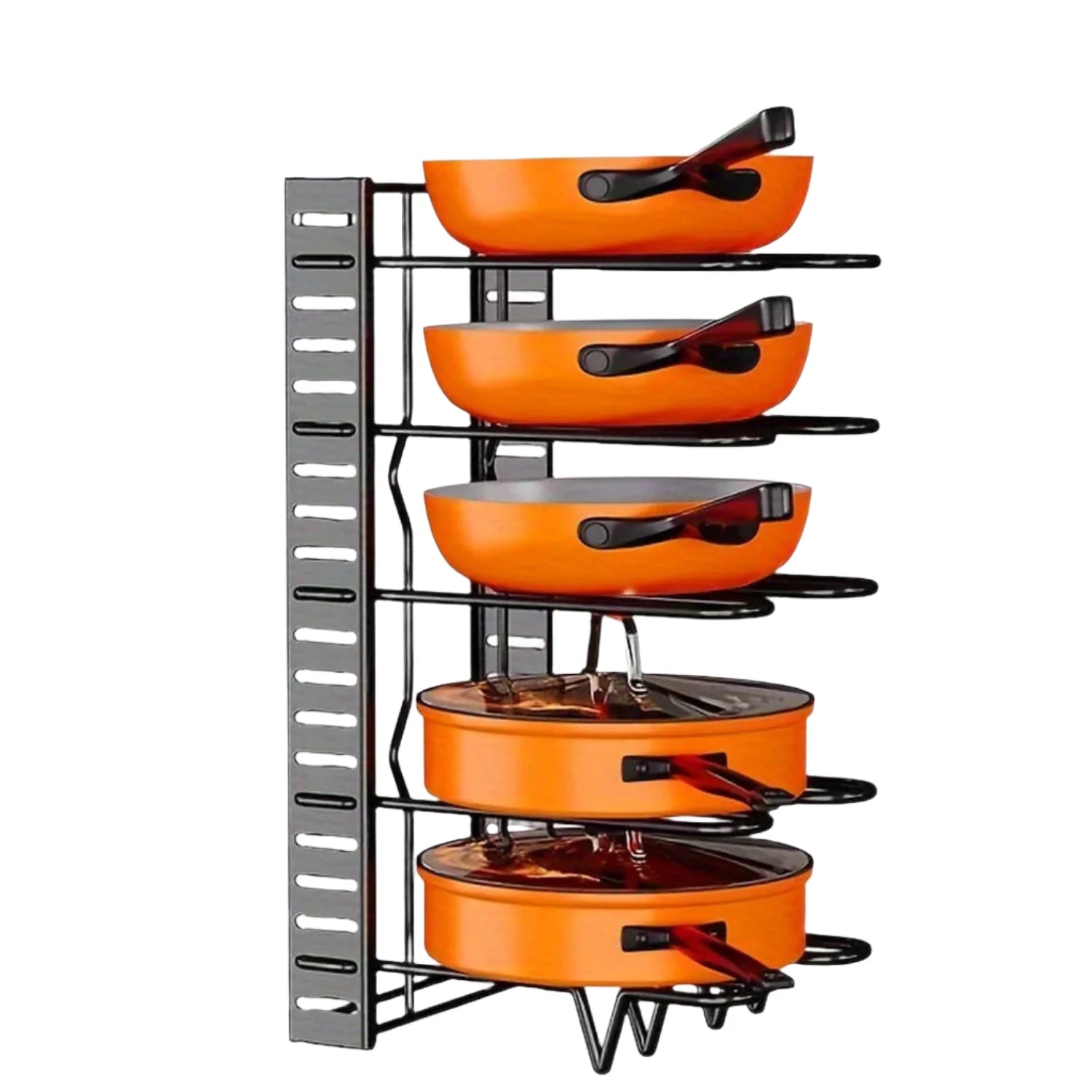 8-Tier Heavy-Duty Pot Rack Organizer – Adjustable Metal Pan Holder for Kitchen Cabinet, Countertop, or Pantry