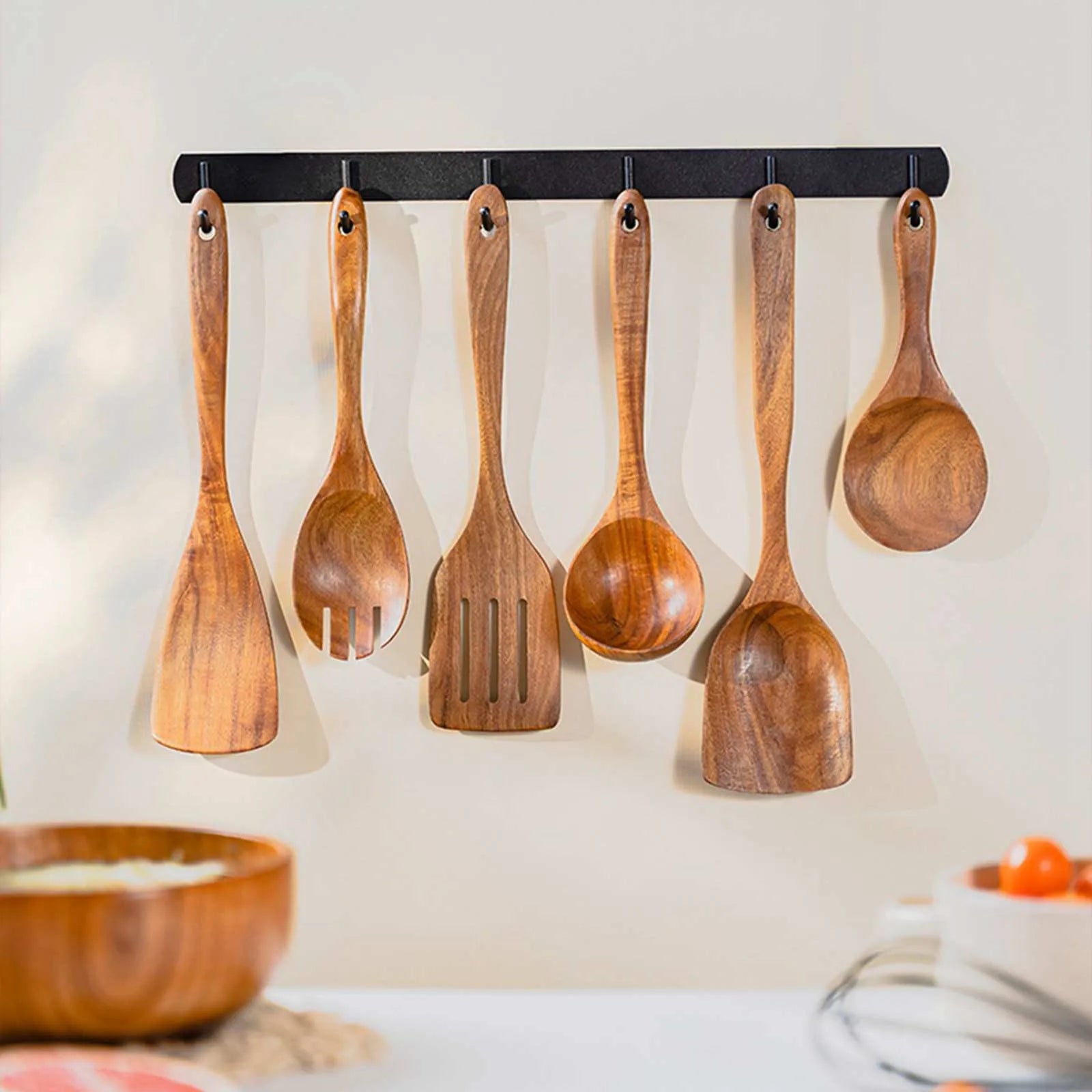 9-Piece Wooden Utensil Set – Heat-Resistant & Durable
