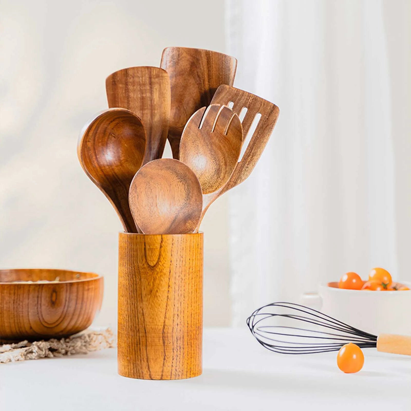 9-Piece Wooden Utensil Set – Heat-Resistant & Durable