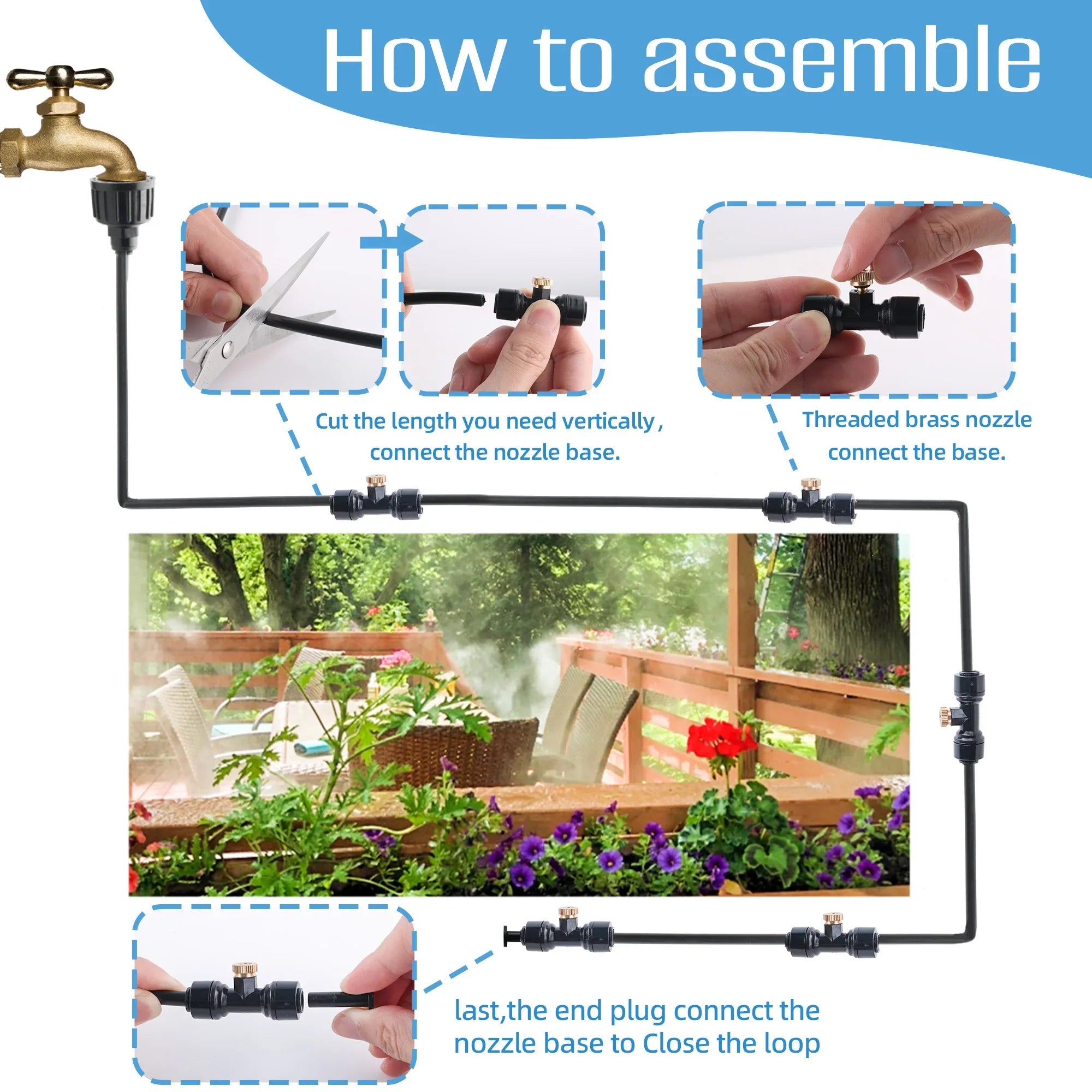 Metal Misting Cooling System – Outdoor Garden & Patio Mist Kit