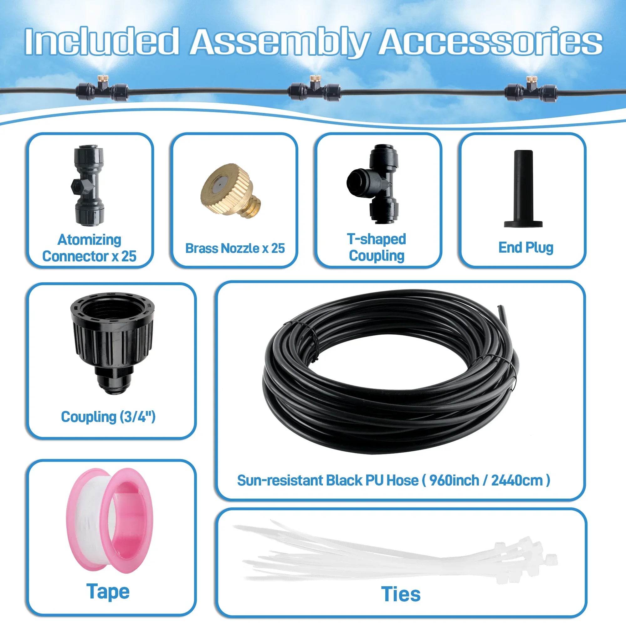 Metal Misting Cooling System – Outdoor Garden & Patio Mist Kit