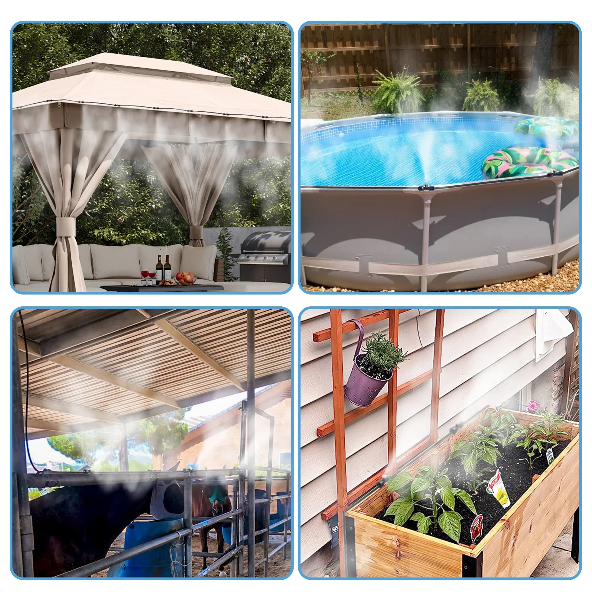 Metal Misting Cooling System – Outdoor Garden & Patio Mist Kit