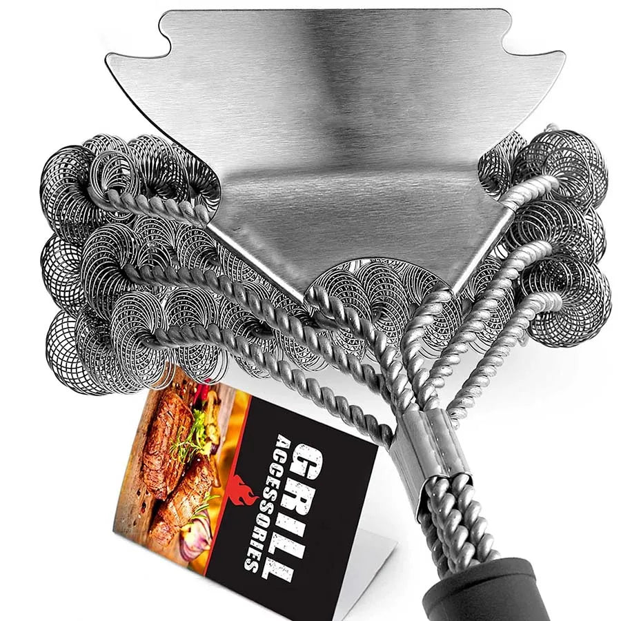Bristle-Free Grill Cleaner with Scraper - Safe & Heavy Duty