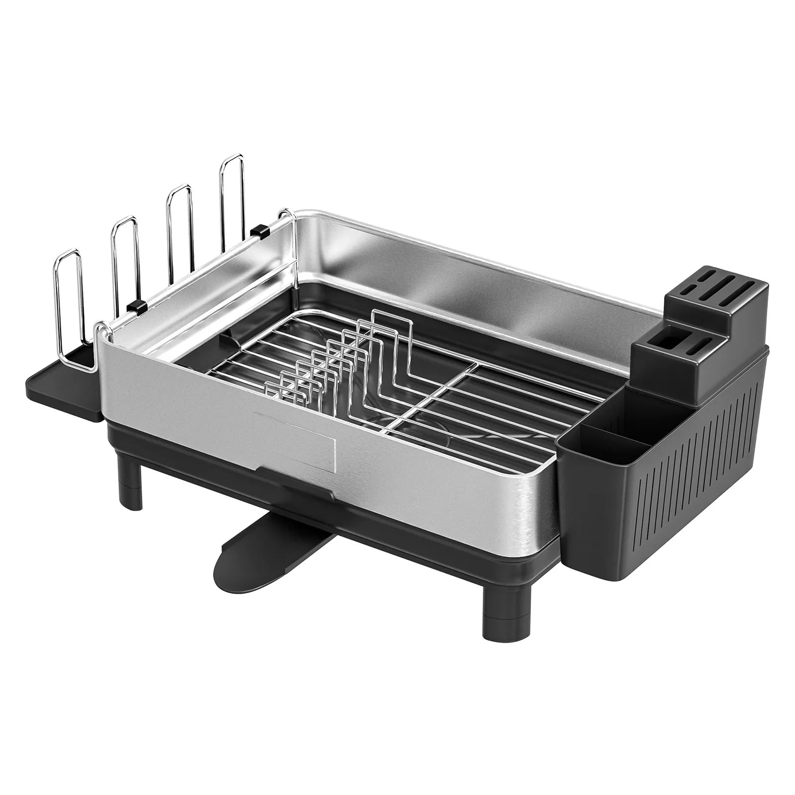 Compact Space Saving Dish Rack - with Flatware Caddy & Self Draining Tray