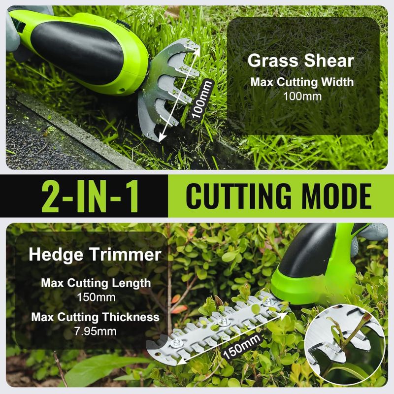 Cordless Grass & Shrub Trimmer – 2 in 1 Rechargeable Cutter