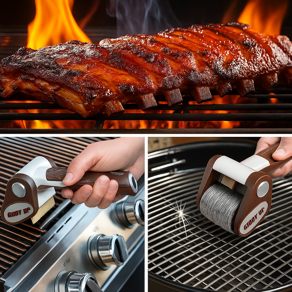 Cordless Rechargeable Grill Brush – 350 RPM Stainless Steel Roller BBQ Cleaner with LED Light