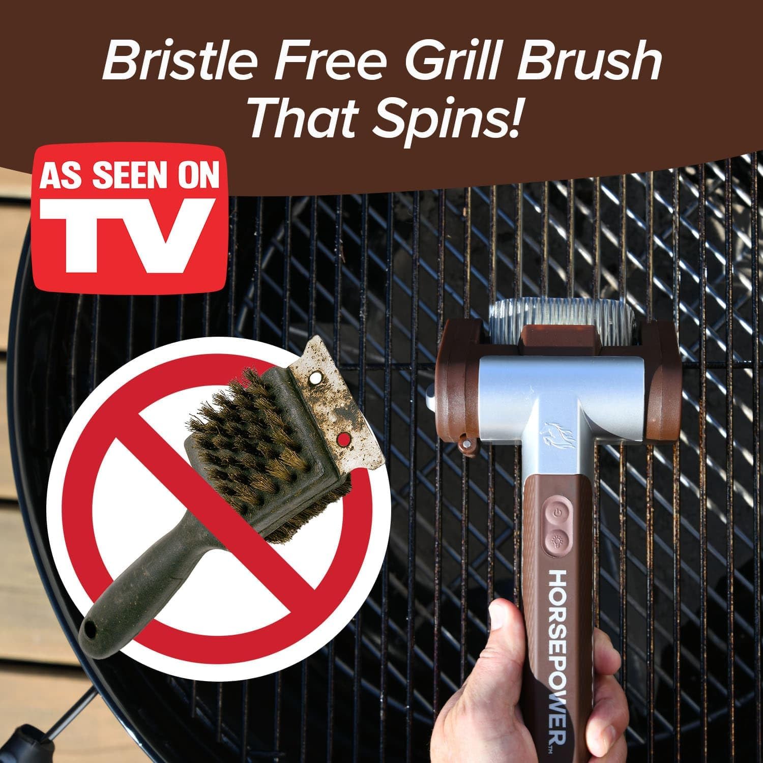 Cordless Rechargeable Grill Brush – 350 RPM Stainless Steel Roller BBQ Cleaner with LED Light