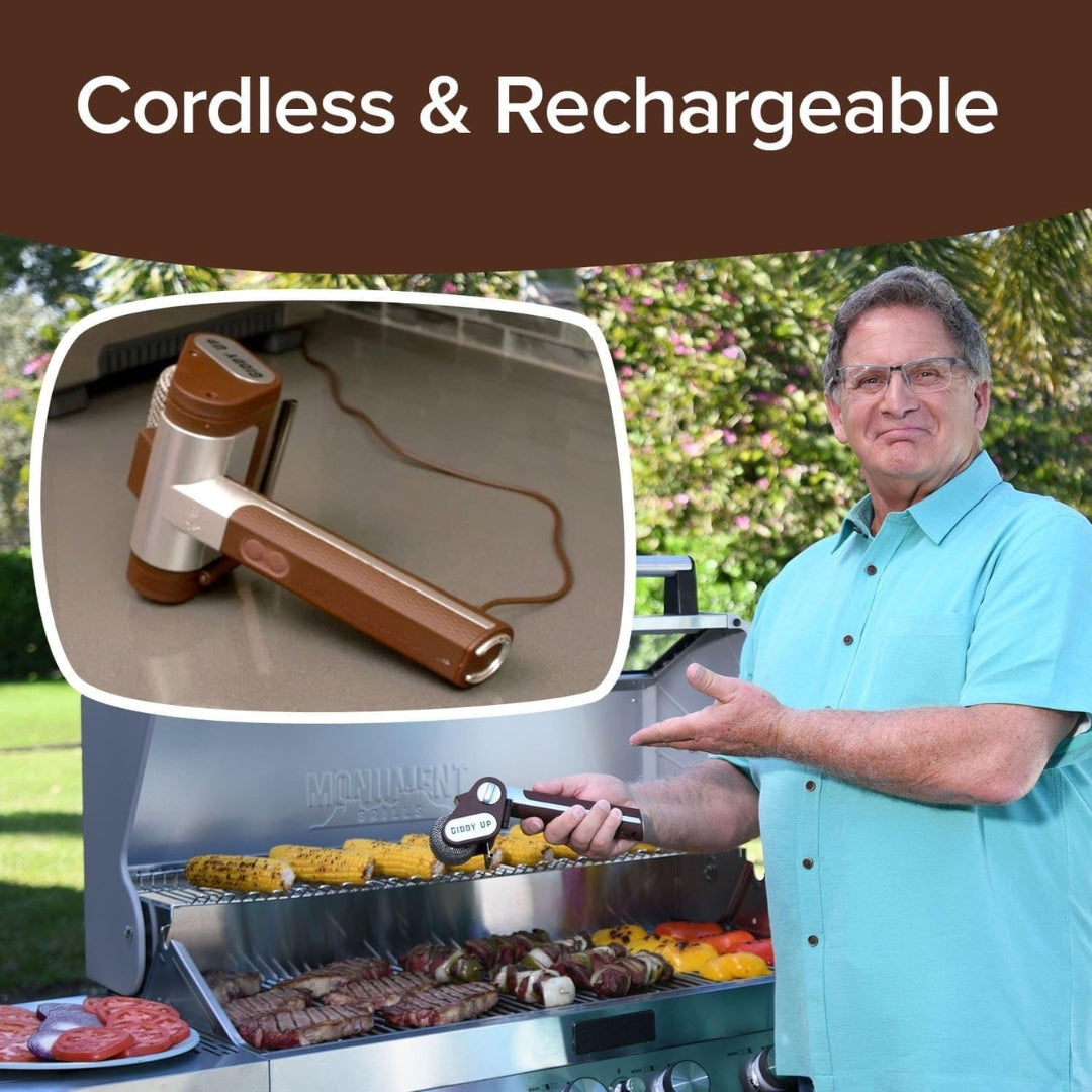 Cordless Rechargeable Grill Brush – 350 RPM Stainless Steel Roller BBQ Cleaner with LED Light
