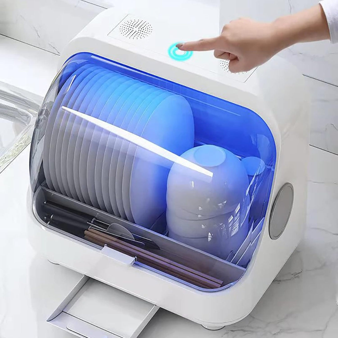 Tableware Disinfection Cabinet with Drying & Sterilization – USB Rechargeable Multi-Function Dish Rack for Hygienic Kitchen Storage