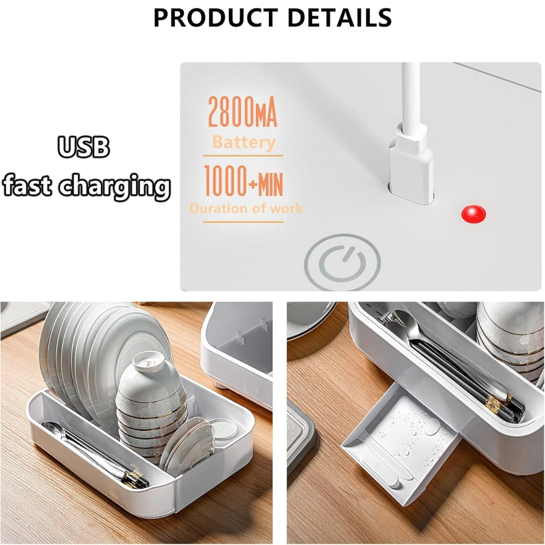 Tableware Disinfection Cabinet with Drying & Sterilization – USB Rechargeable Multi-Function Dish Rack for Hygienic Kitchen Storage