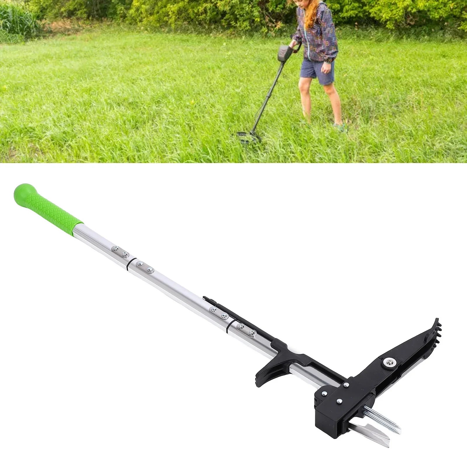 Dual Head Stand Up Weeder Tool - Anti-Slip Claw Grip & Long Handle