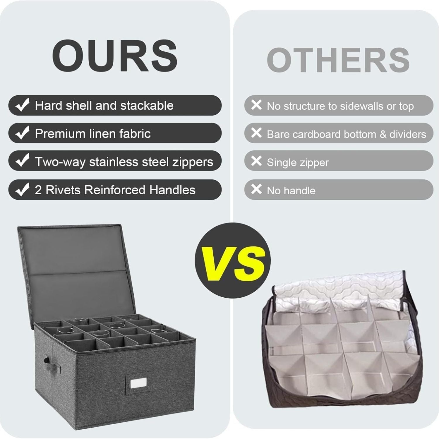 Durable Glass Storage Box – Holds 16 Glasses with Dividers