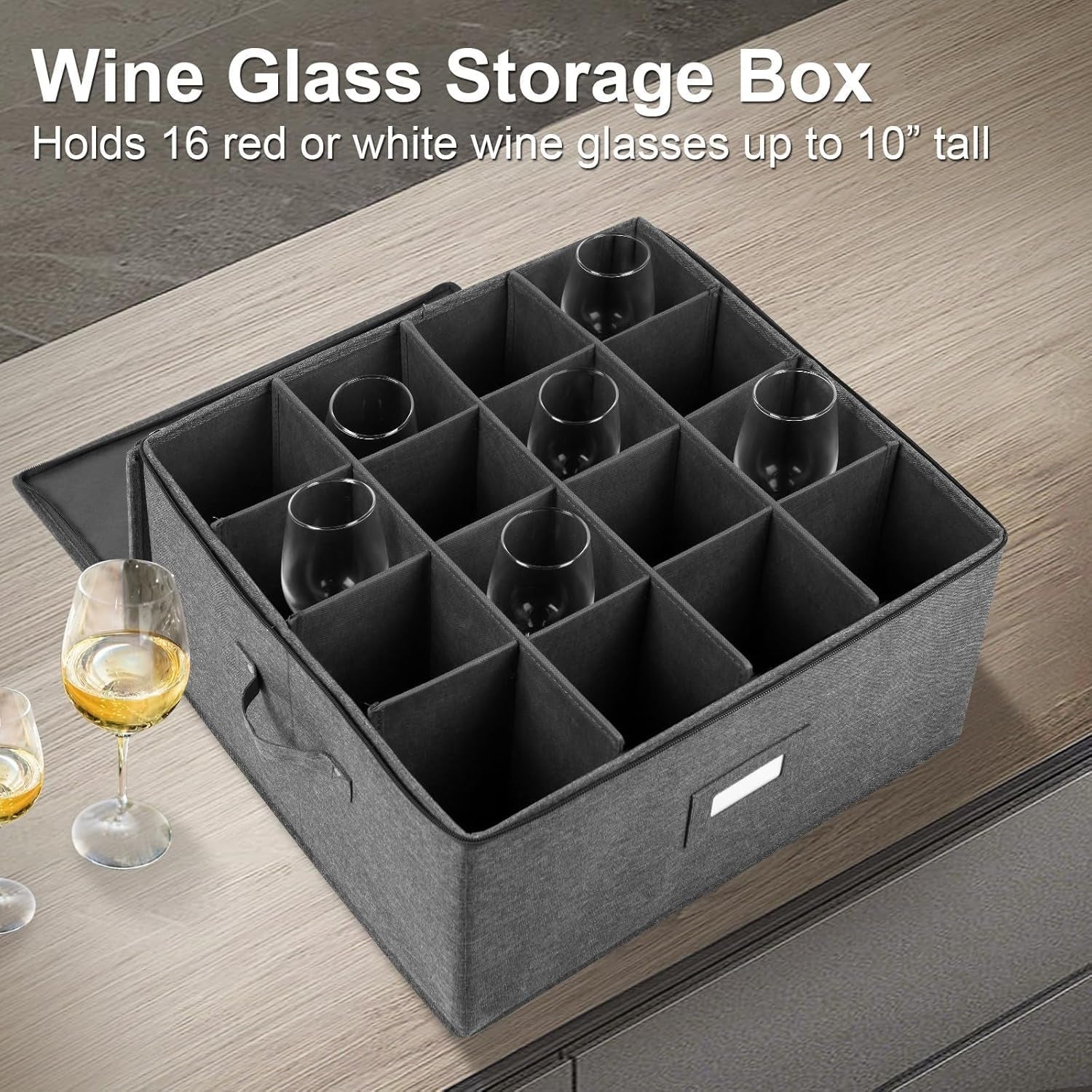 Durable Glass Storage Box – Holds 16 Glasses with Dividers