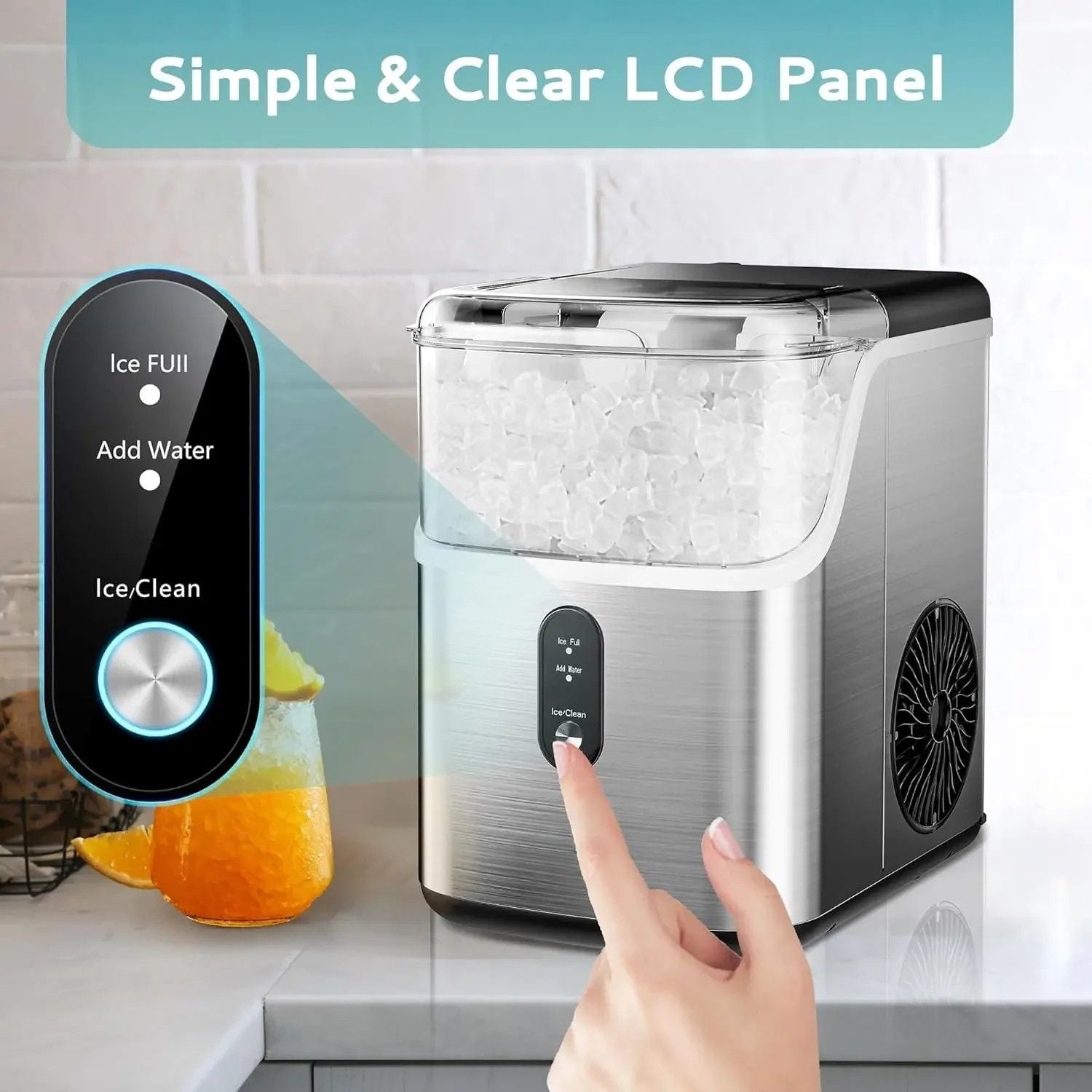 Effortless Ice Maker – Stainless Steel, Self-Cleaning