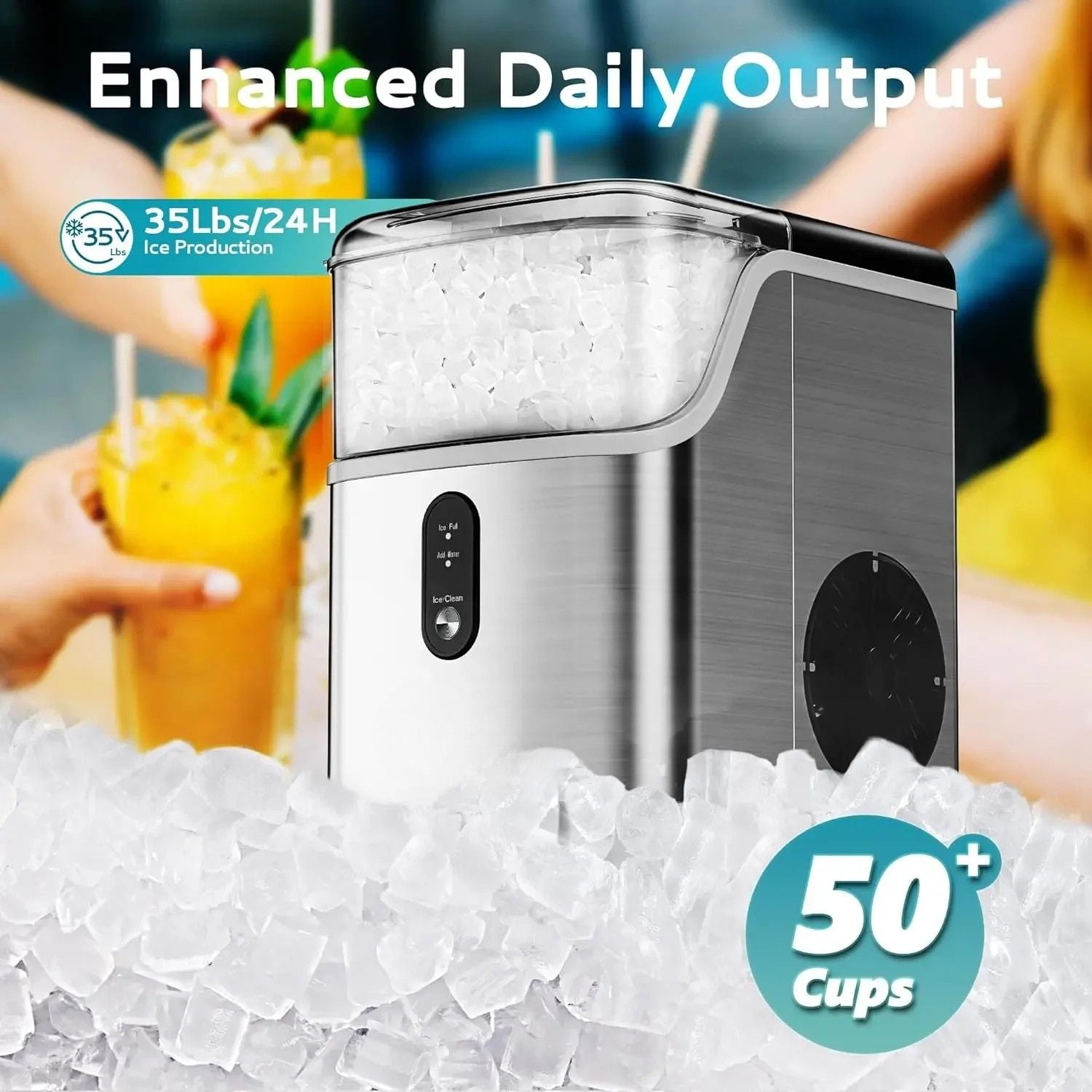 Effortless Ice Maker – Stainless Steel, Self-Cleaning