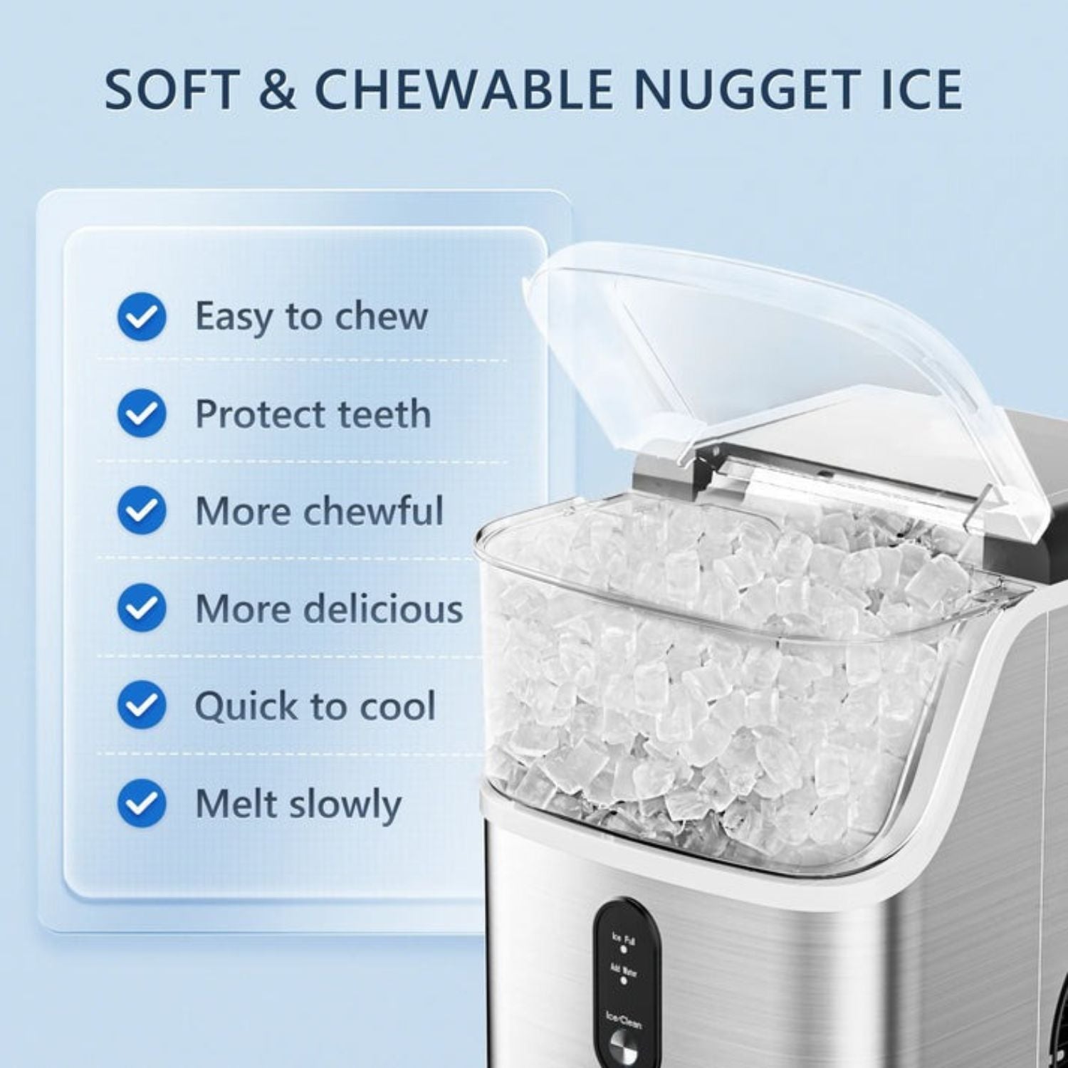 Effortless Ice Maker – Stainless Steel, Self-Cleaning