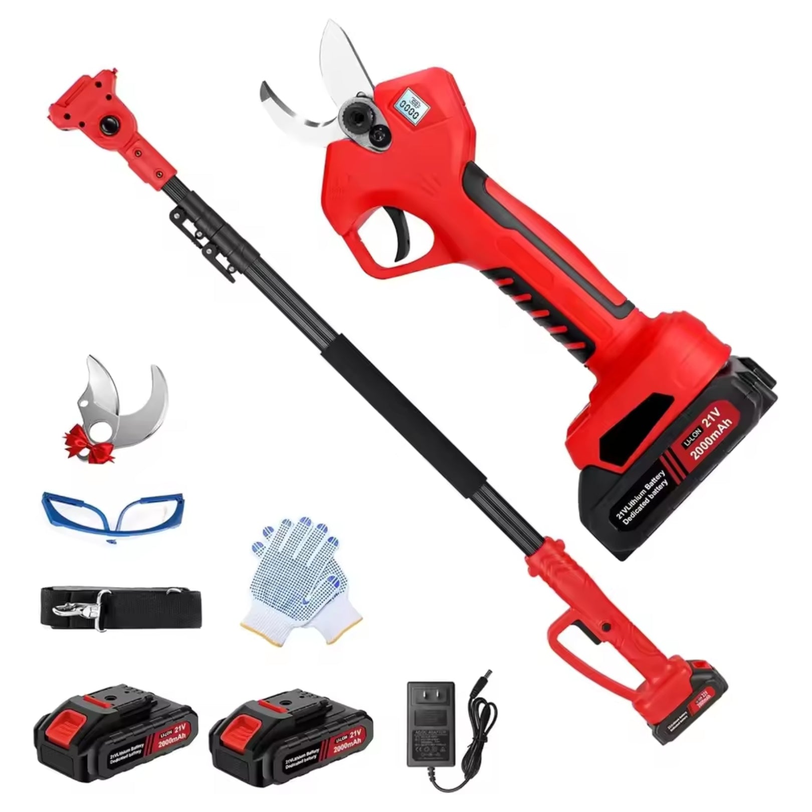 Electric Pruning Shears with 6 FT Extension Pole – 2-in-1 Cordless Brushless Pruner for Tree Trimming & High-Branch Cutting