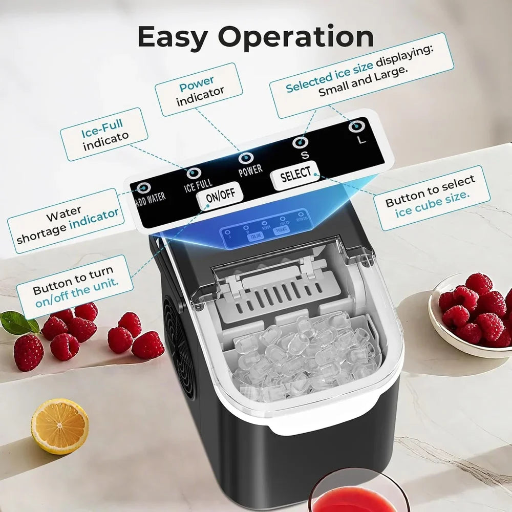 Energy Efficient Ice Maker - Self-Cleaning & LED Display