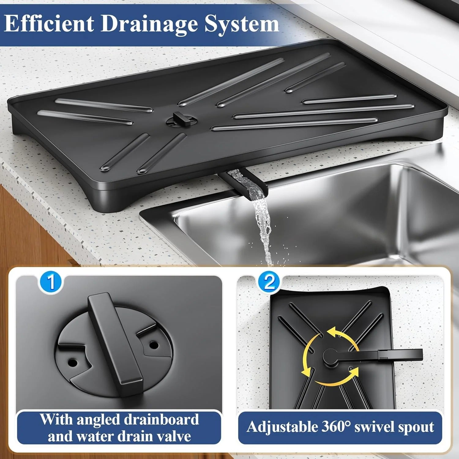 Large Dish Drying Rack with Drainboard – Rustproof Kitchen Dish Drainer & Utensil Holder