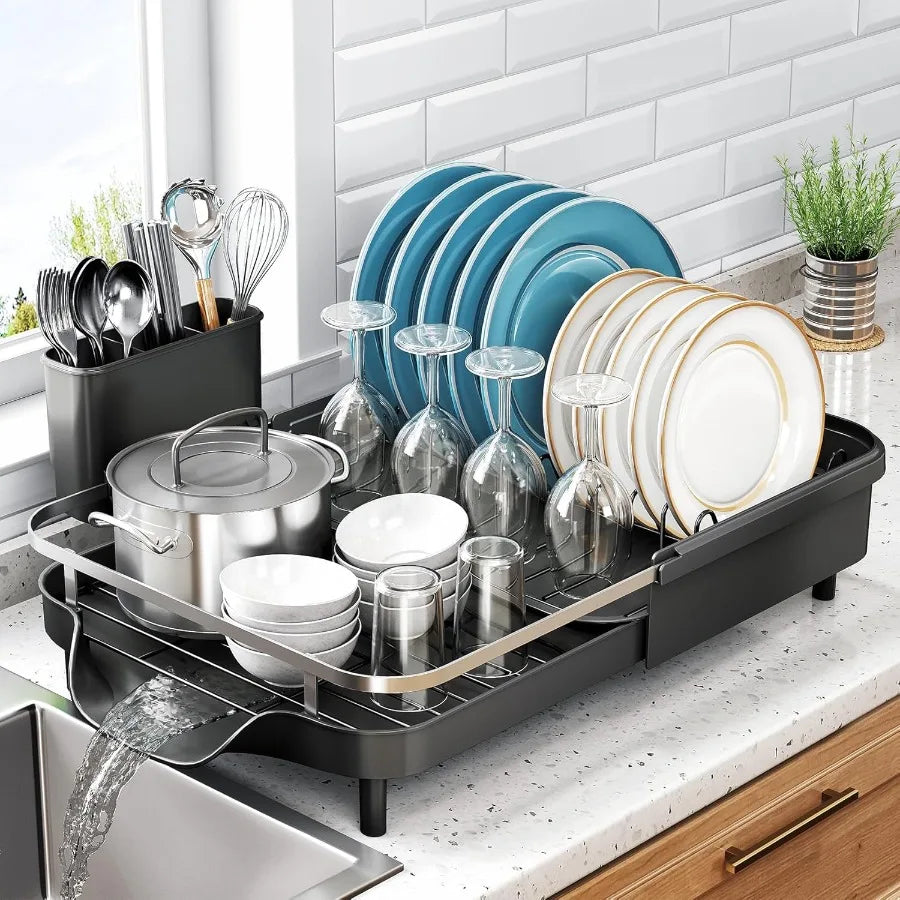 Expandable Stainless Steel Dish Drying Rack – Easy Kitchen Organization