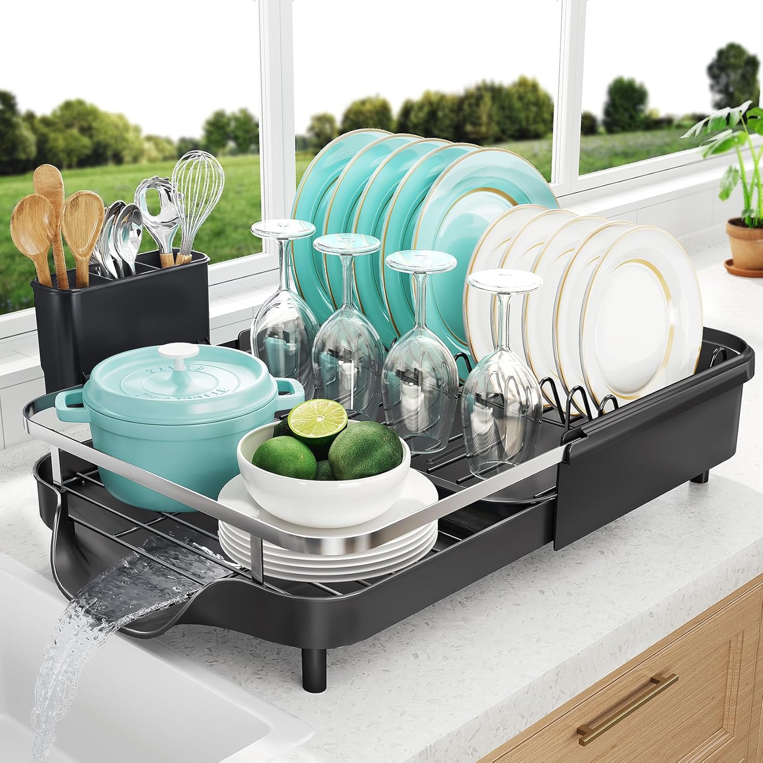 Expandable Stainless Steel Dish Drying Rack – Easy Kitchen Organization