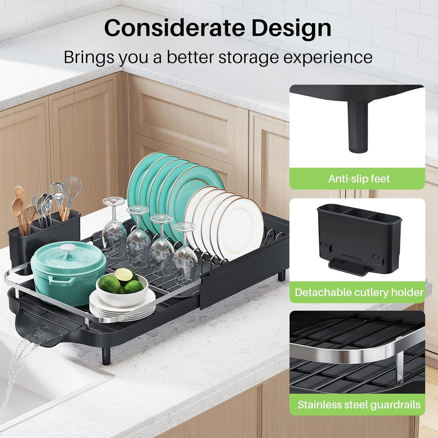 Expandable Stainless Steel Dish Drying Rack – Easy Kitchen Organization