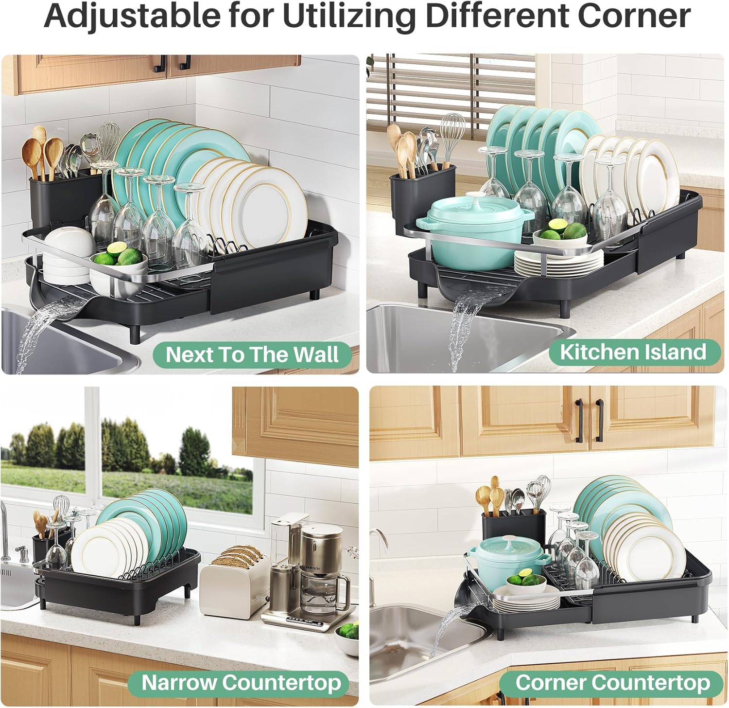 Expandable Stainless Steel Dish Drying Rack – Easy Kitchen Organization