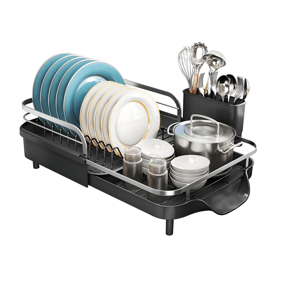 Expandable Stainless Steel Dish Drying Rack – Easy Kitchen Organization