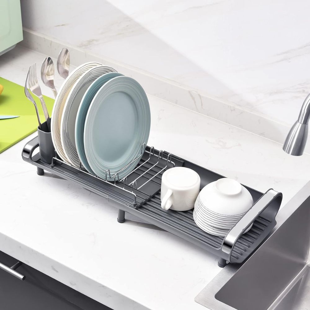 Expandable Stainless Steel Dish Rack – Compact & Rustproof Drainer