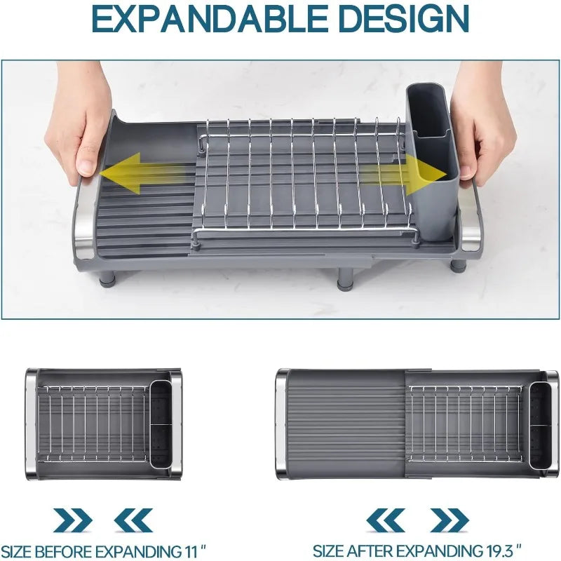 Expandable Stainless Steel Dish Rack – Compact & Rustproof Drainer