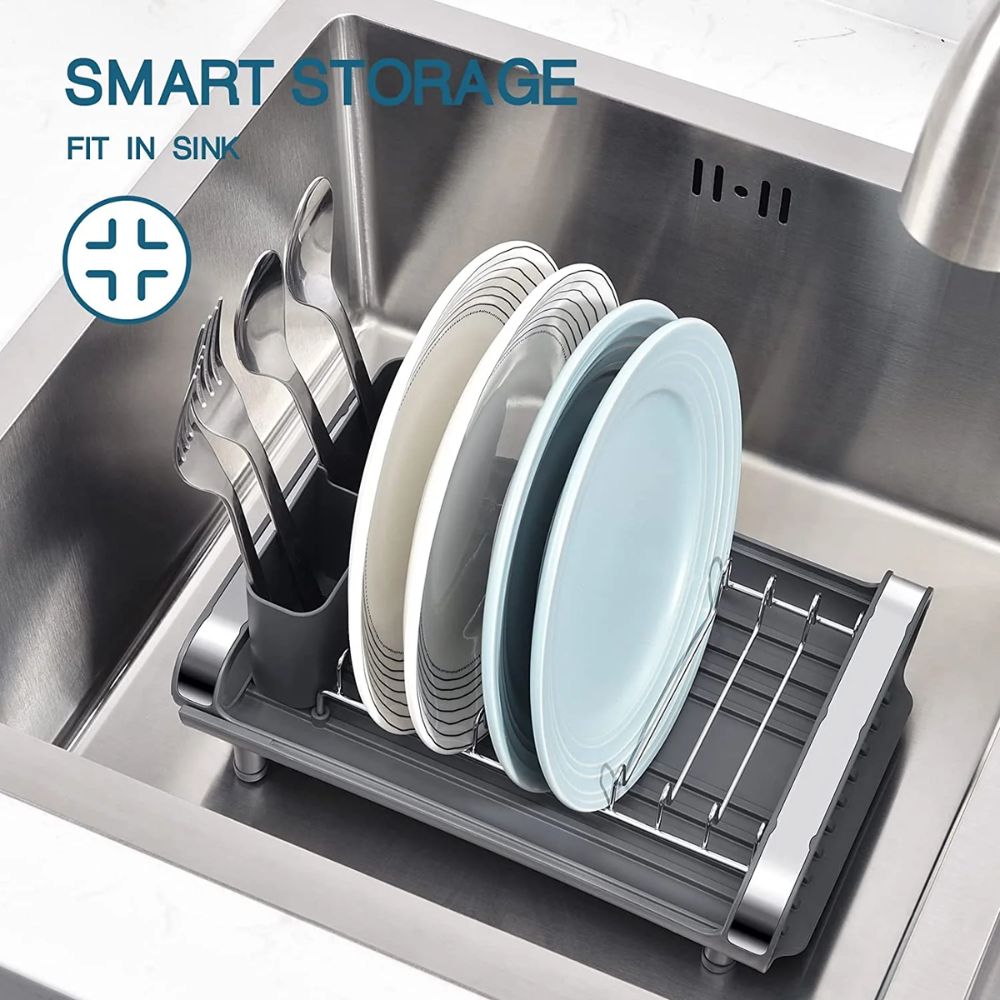 Expandable Stainless Steel Dish Rack – Compact & Rustproof Drainer