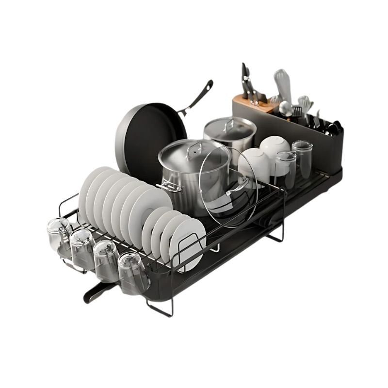 Extendable Dish Drying Rack with Drainboard – Anti-Slip & Rustproof