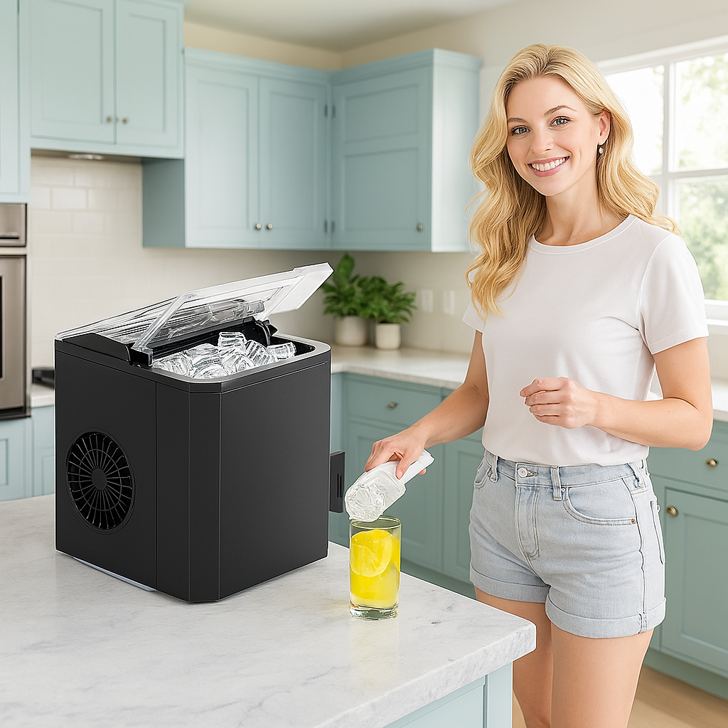 Fast Portable Ice Maker– Compact, Self-Cleaning, 6 Min Ice