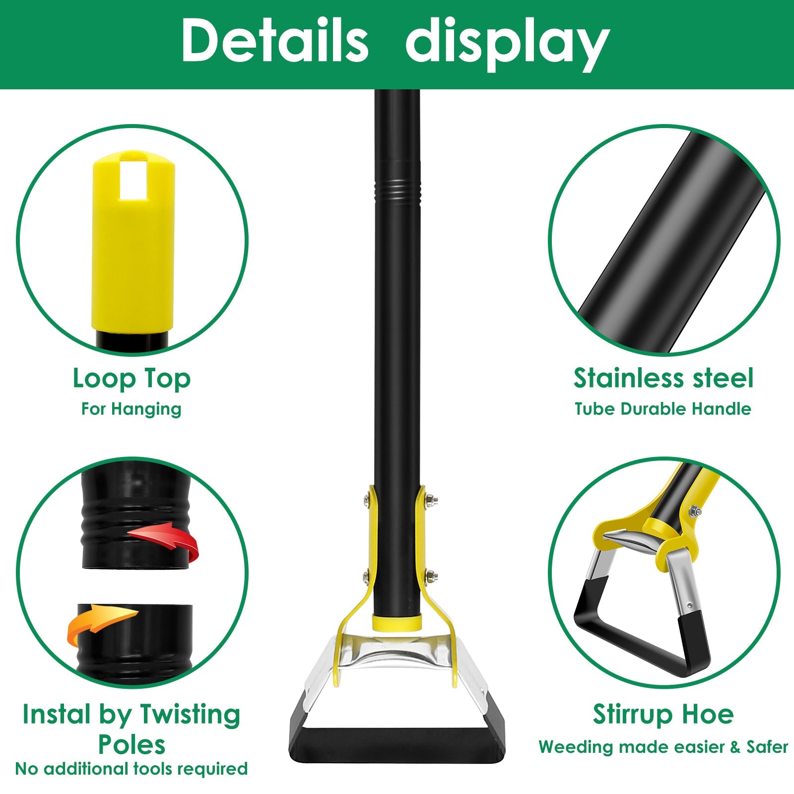 Garden Hoes for Weeding – Long Handle, Heavy Duty, Stainless Steel