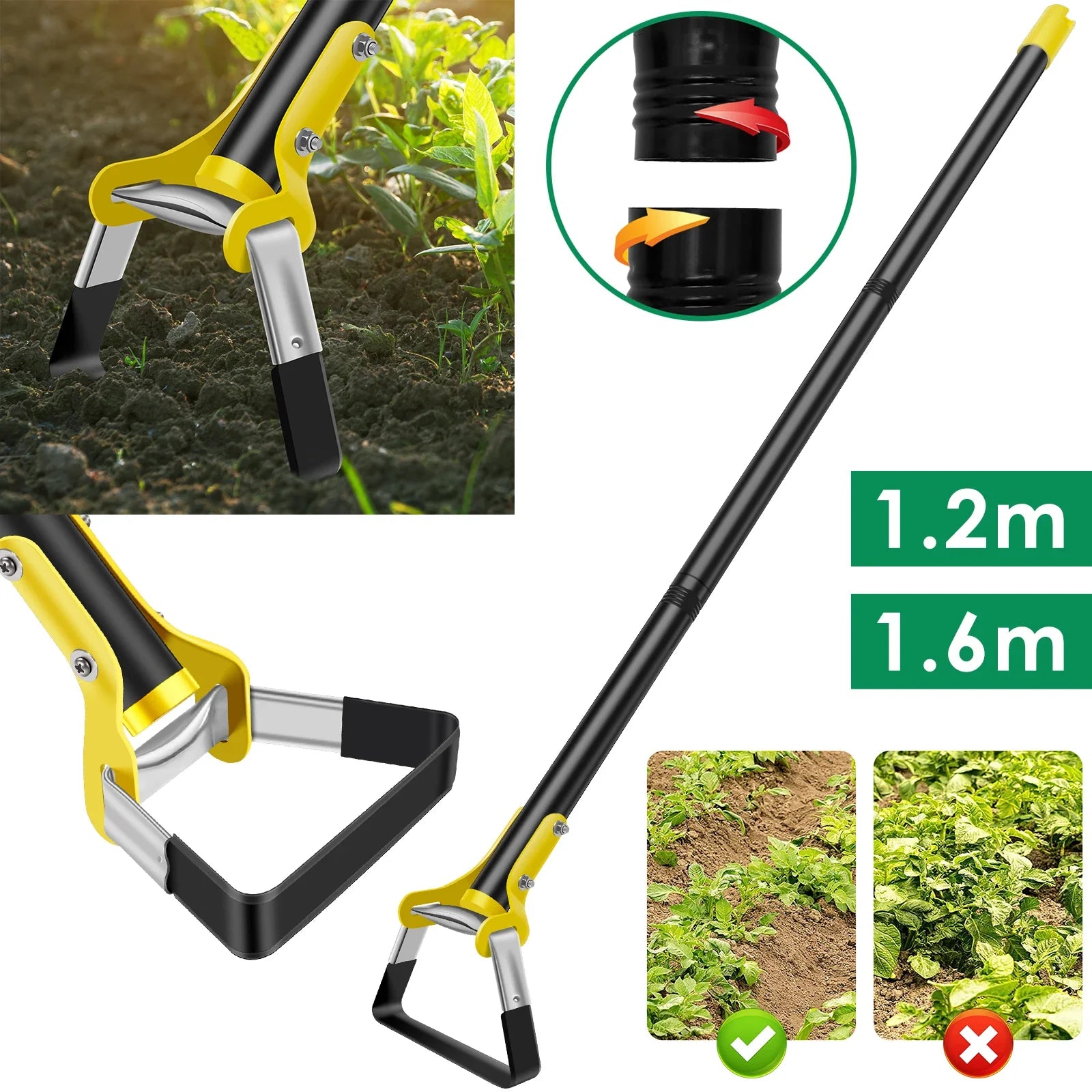 Garden Hoes for Weeding – Long Handle, Heavy Duty, Stainless Steel