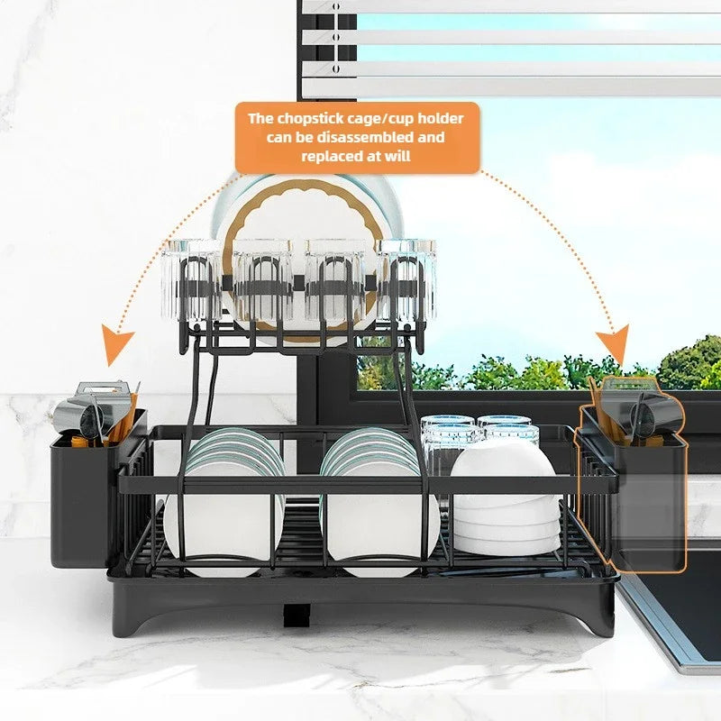 Large Capacity Dish Drying Rack - No Tools, Smart Drain Design