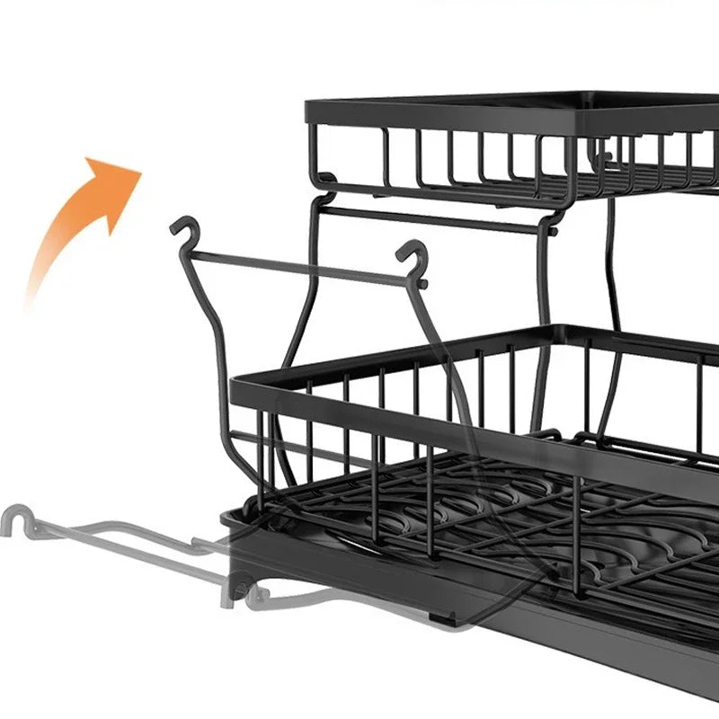 Large Capacity Dish Drying Rack - No Tools, Smart Drain Design