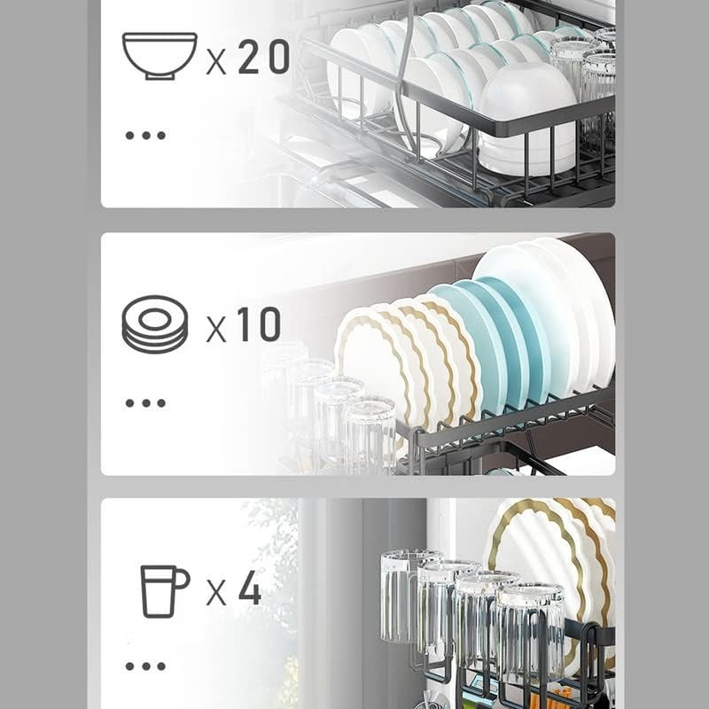 Large Capacity Dish Drying Rack - No Tools, Smart Drain Design