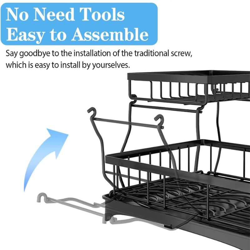 Large Capacity Dish Drying Rack - No Tools, Smart Drain Design