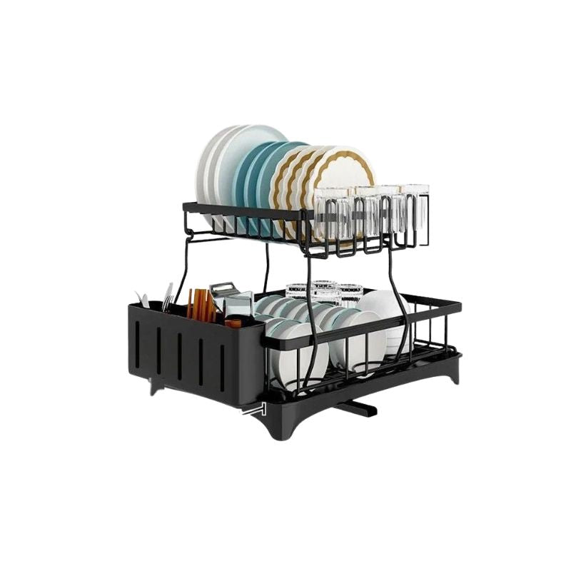 Large Capacity Dish Drying Rack - No Tools, Smart Drain Design