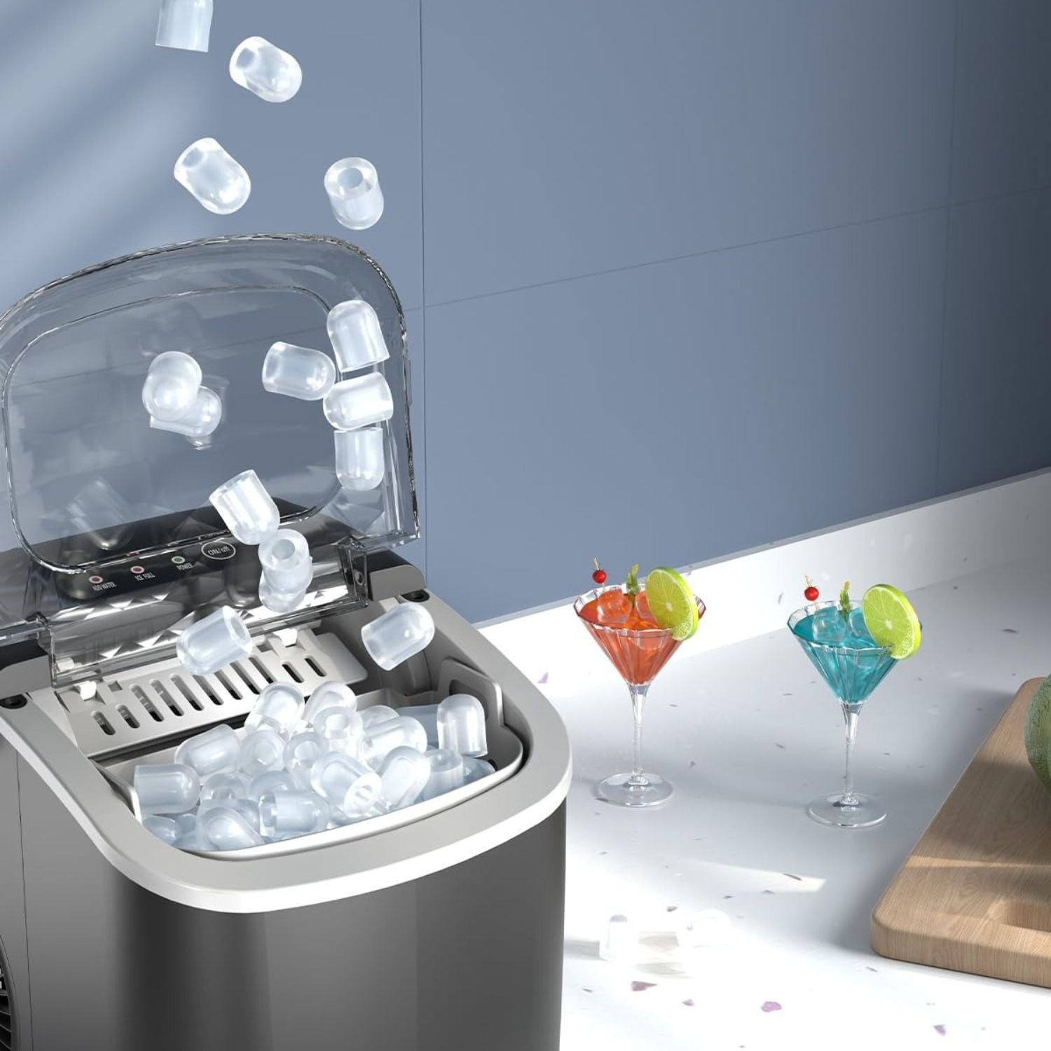 Mini Ice Cube Maker with Handle – Self-Cleaning, Fast Ice