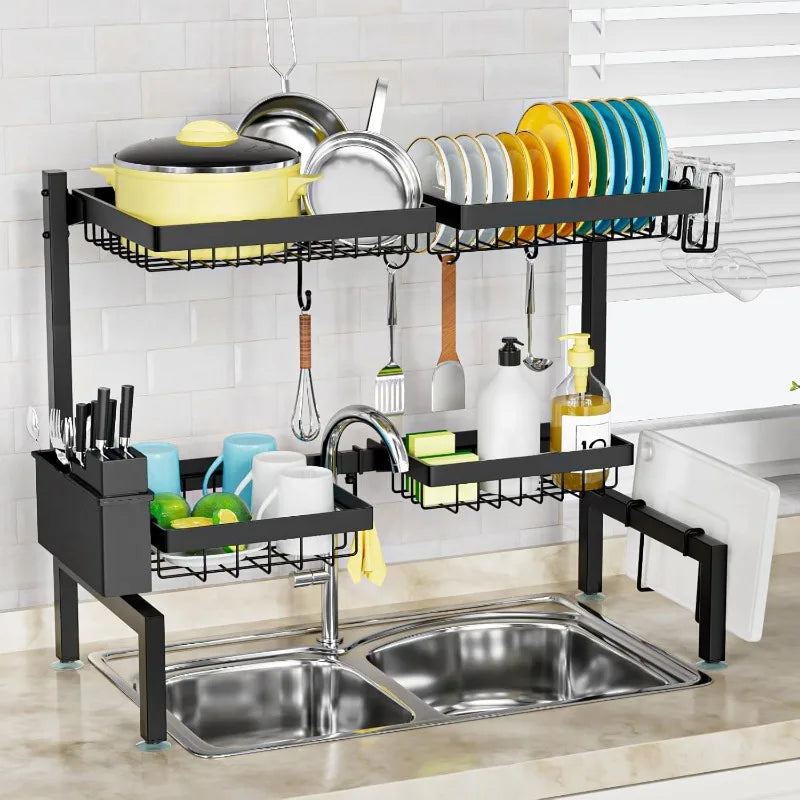 Multi-Layer Over Sink Dish Drying Rack – Adjustable and Large