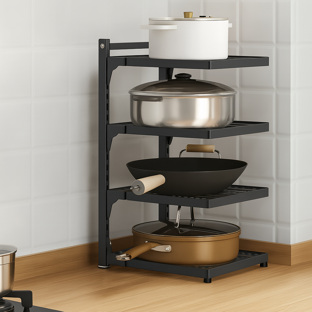 Multi Layer Over Sink Kitchen Rack – Pot, Pan & Utensil Organizer Shelf for Cabinets & Countertops